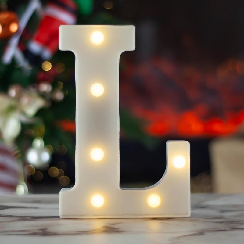 SKYPHAROS LED Marquee Letters, White 26 Alphabet Light Up Letters, Battery Powered LED Letter Lights for Birthday Party, Christmas Night, Home, Bar, Graduation, Wedding Decoration(L) - Image 1